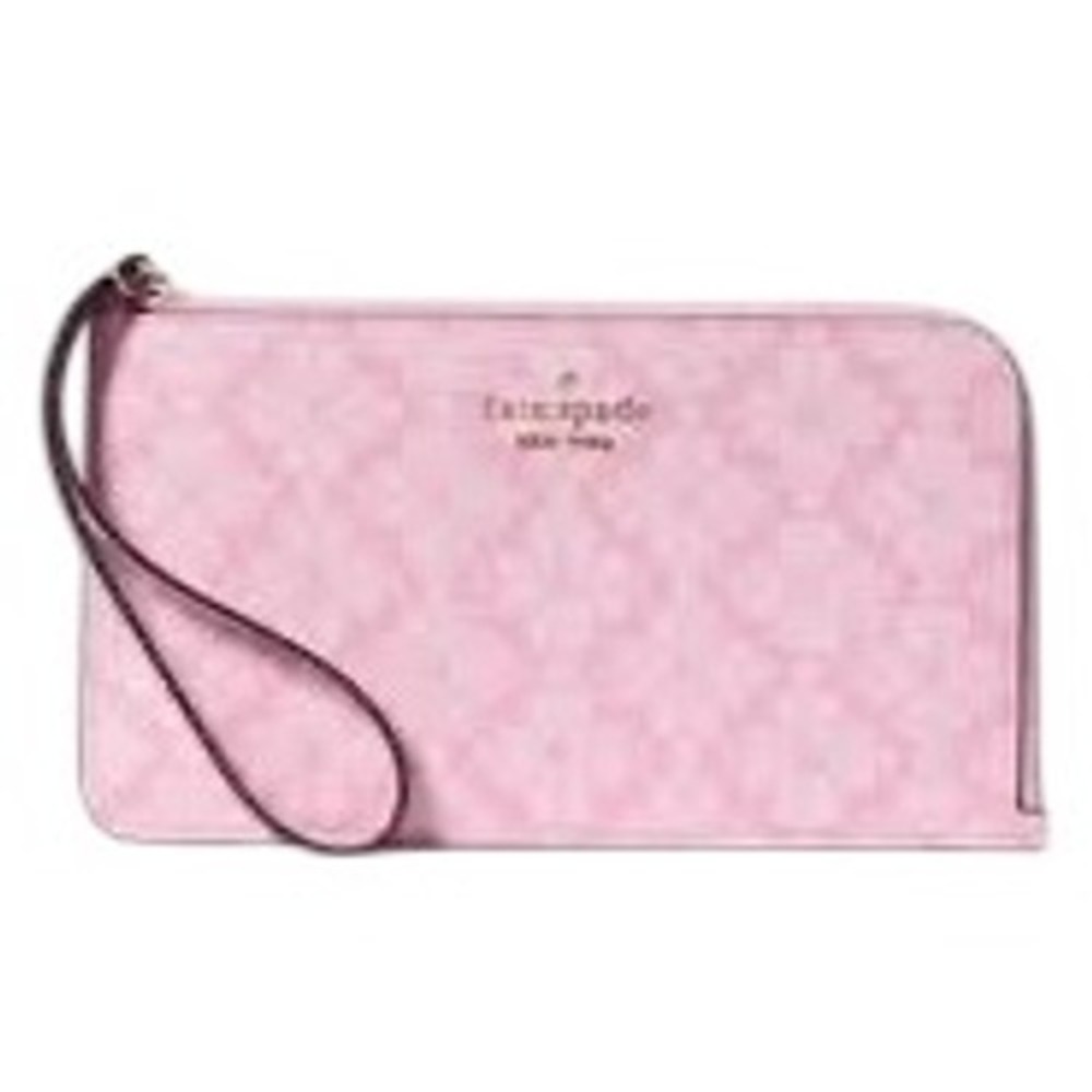Kate‎ Spade Spade Flower Med Zip Wristlet Pink Jacquard NWT $139